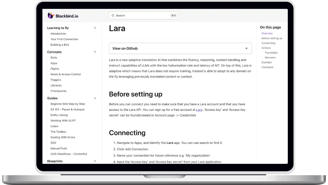 Lara Translate + Blackbird integration